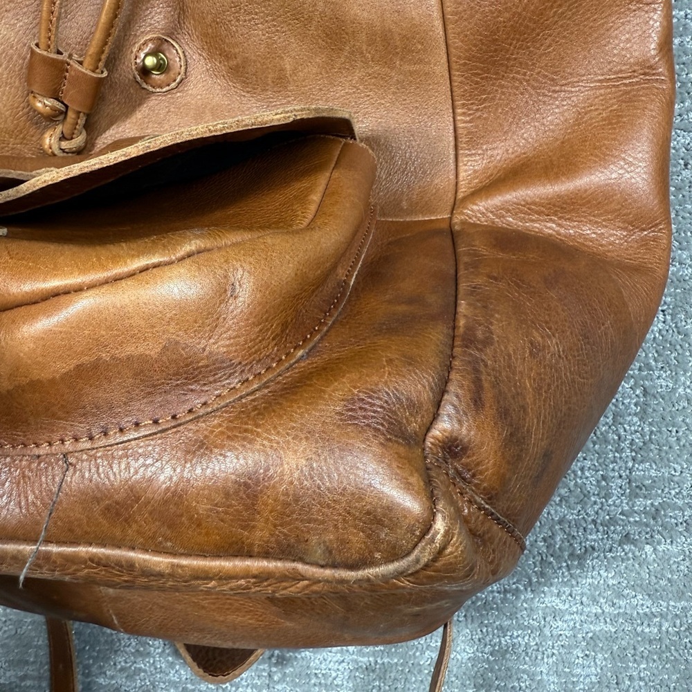 Madewell The Transporter Run Sack Brown Leather Backpack Bag Read Below - Picture 11 of 11